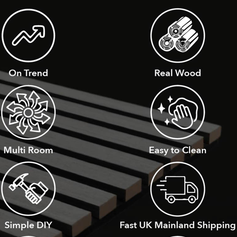 var Panel Haus Premium 3-sided Wood Veneer Grey Oak Acoustic Slat Wall Panel - 240cm x 32cm (2 pack)