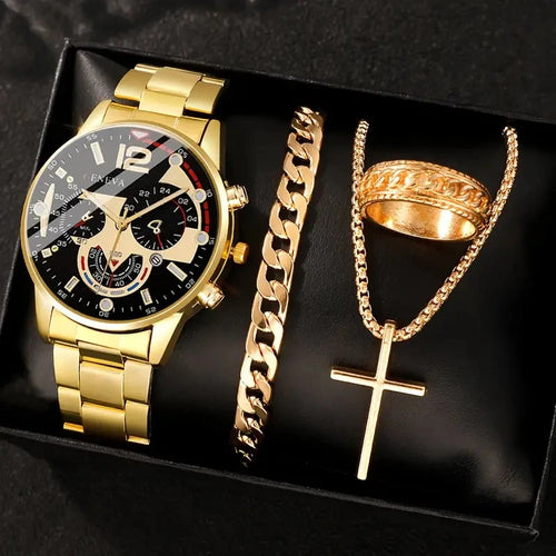 Executive Gold 5-in-1 Kit Premium Watches + FREE Gold Necklace