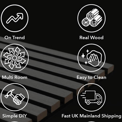 Panel Haus Premium 3-sided Wood Veneer Walnut Acoustic Slat Wall Panel - 240cm x 32cm (2 pack)
